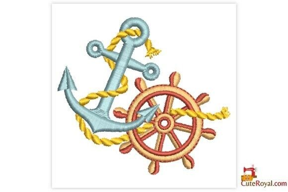 Anchor and Ship Wheel Embroidery Design