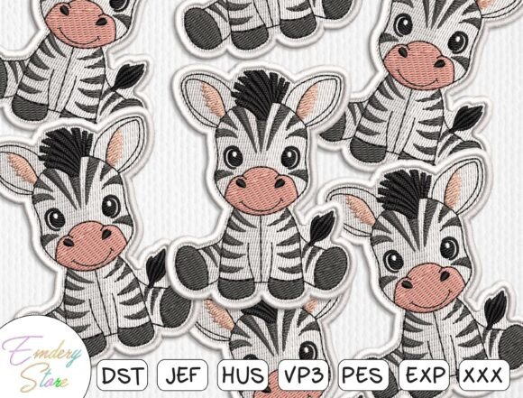 Baby Zebra Patch Embroidery File