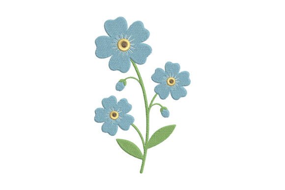 Blue Flower Embroidery Design