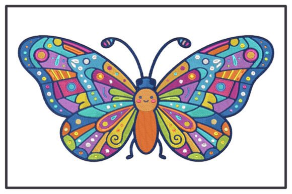 Colorful Butterfly Embroidery Design