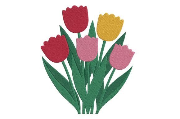 Colorful Tulip Flower Embroidery Design