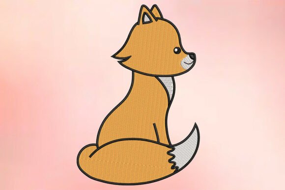 Curious Sitting Fox Embroidery Design