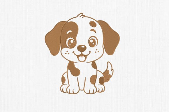 Cute Cartoon Puppy Embroidery Design