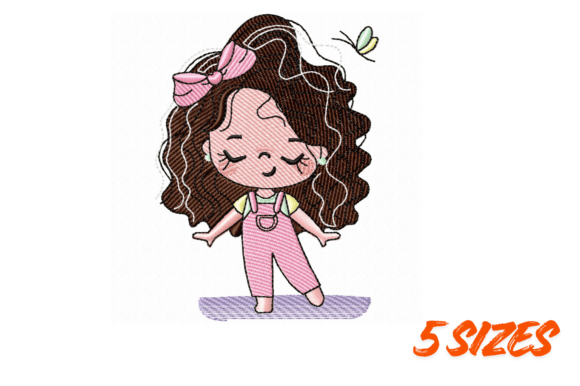 Cute Curly Girl Embroidery Design Set