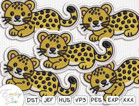 Cute Leopard Patch Embroidery Design
