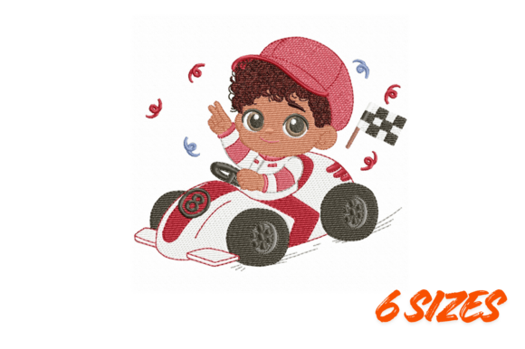 Cute Racing Boy Embroidery Design