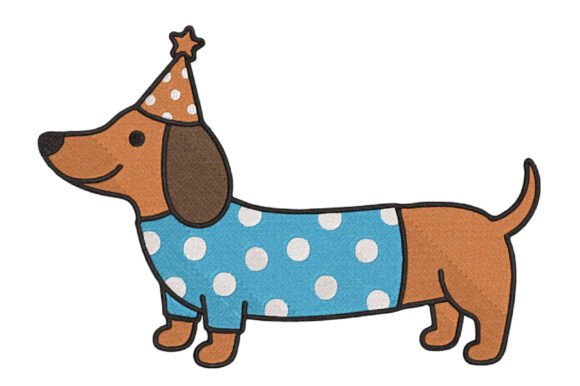 Dachshund Birthday Dog Embroidery Design