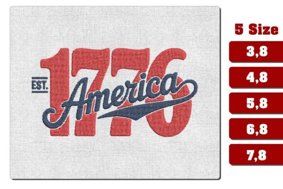 Est 1776 America Patriotic Embroidery