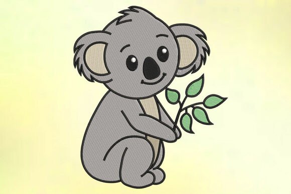 Eucalyptus Koala Embroidery Design