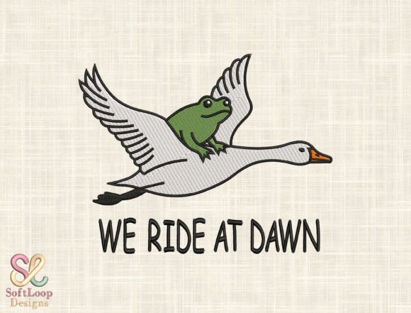 Frog and Goose Embroidery Design