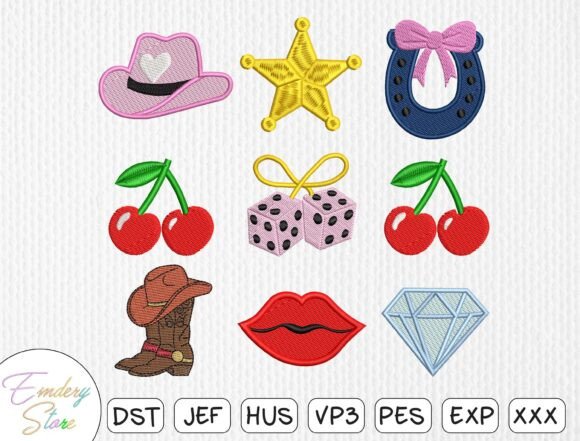 Girly Western Patches Embroidery Set