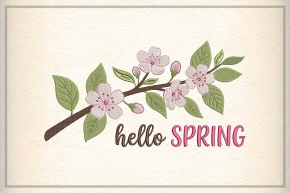 Hello Spring Flower Embroidery Design