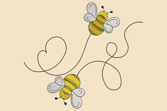 Honey Bee Love Embroidery Design