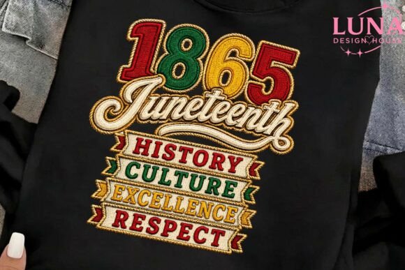 Juneteenth 1865 Embroidery Style PNG