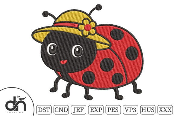 Kawaii Ladybug Hat Embroidery Design