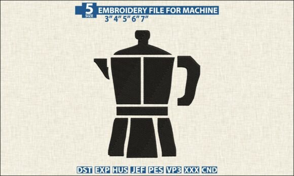 Moka Pot Coffee Embroidery Pattern DST