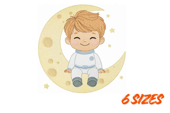 Moon Baby Embroidery Design Art