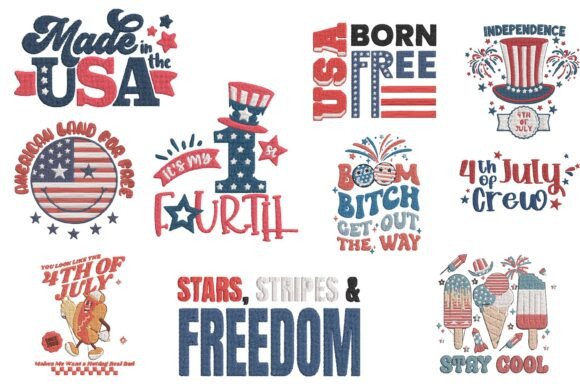 Retro and Sassy 4th July Embroidery Bundle