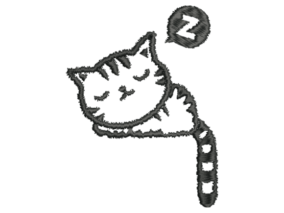 Sleeping Cute Cat Embroidery