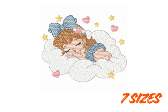 Sleeping Girl Cloud Embroidery Design