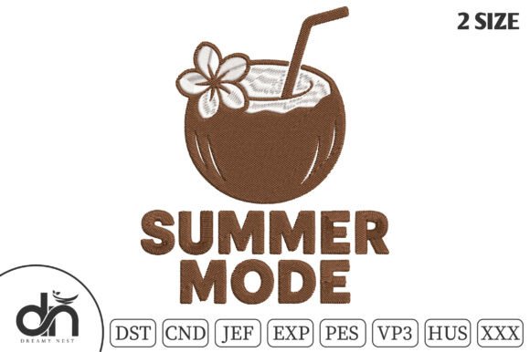 Summer Mode Coconut Drink Embroidery